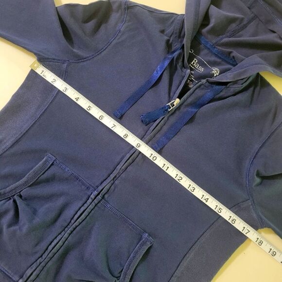 G. H. Bass Women's Navy Full Zip Hoodie Long Sleeve Jacket - Picture 3 of 11